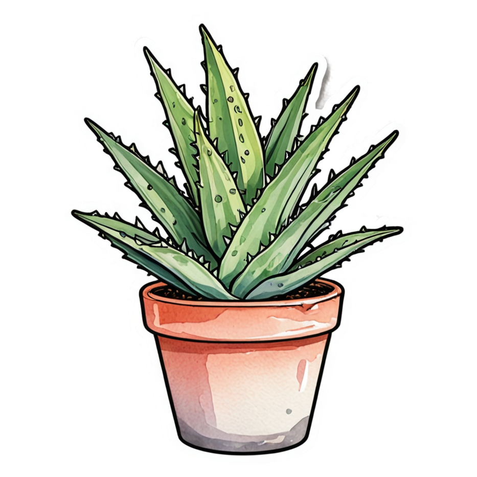 Aloe Friend (watercolor) — plant stickers