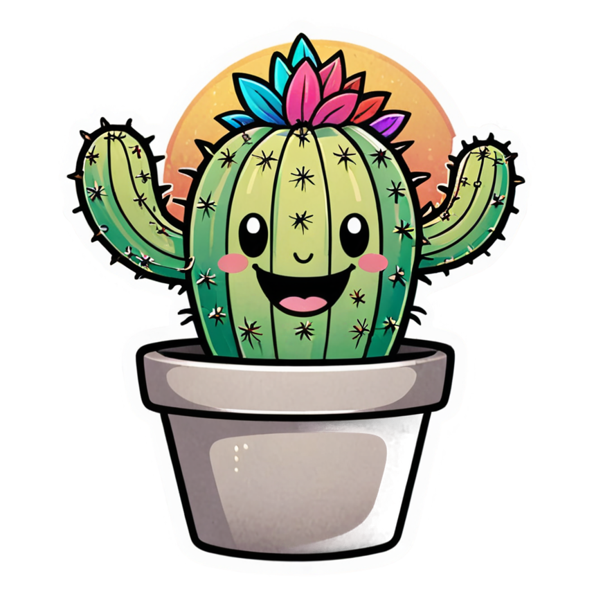 Cactus Buddy (holographic) — plant stickers