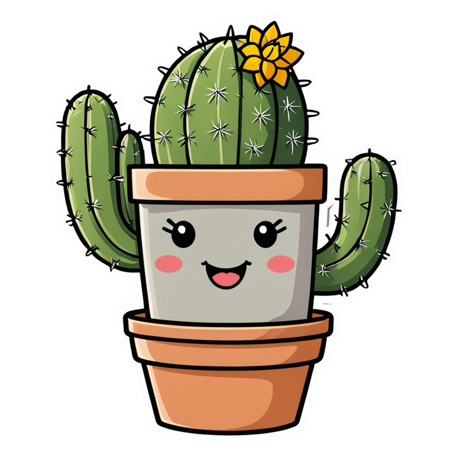 Cactus Buddy (lineart) — plant stickers