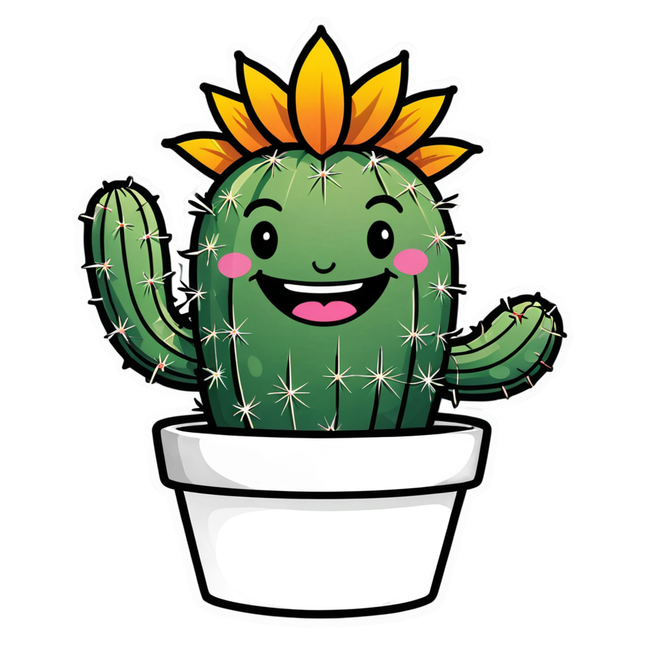 Cactus Buddy (neon) — plant stickers