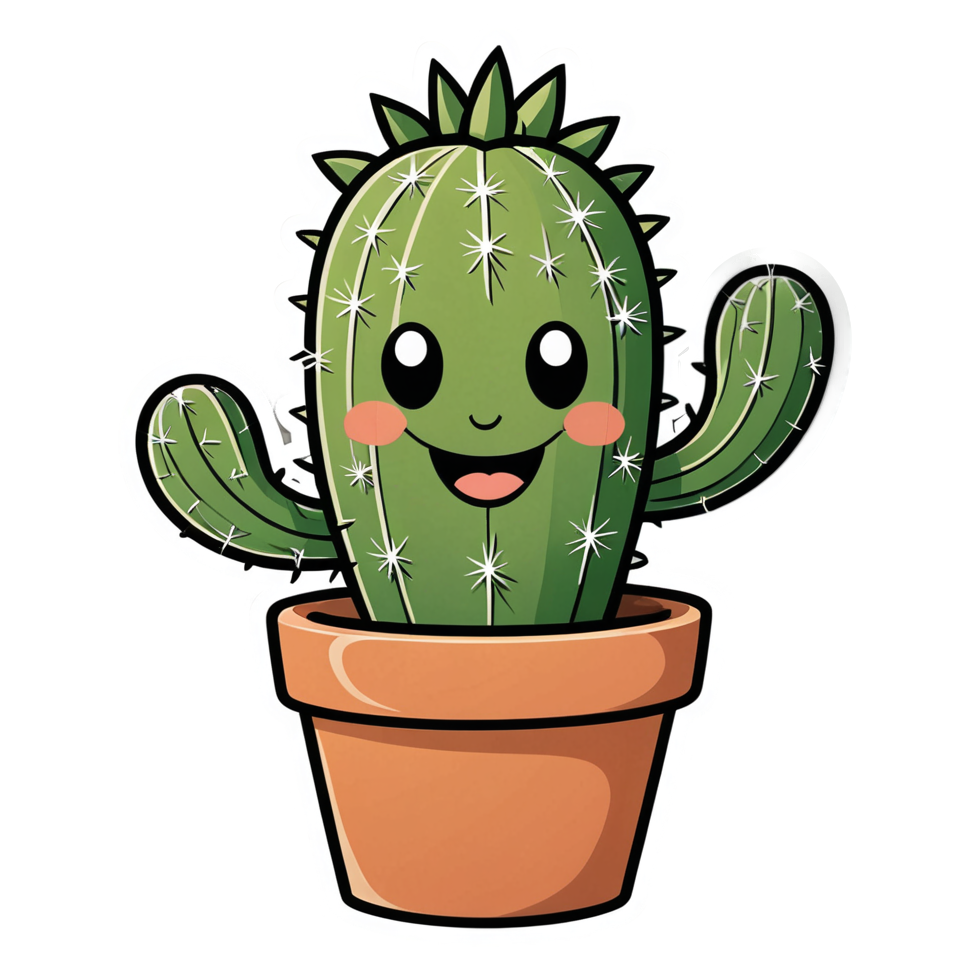 Cactus Buddy (papercut) — plant stickers