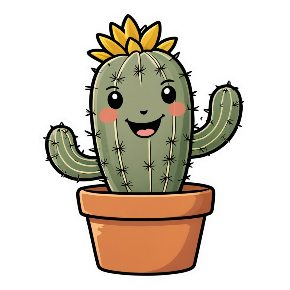 Cactus Buddy (retro) — plant stickers