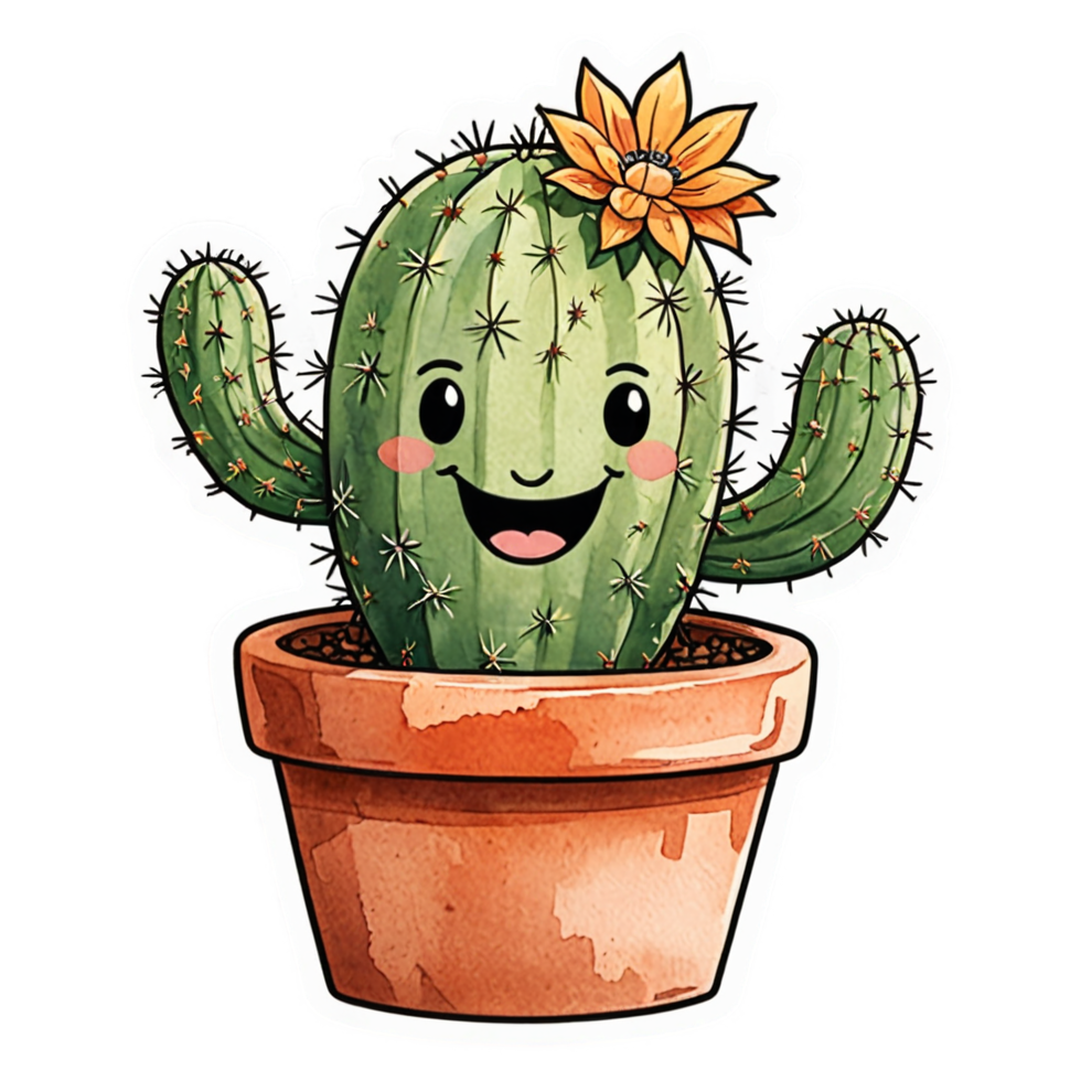 Cactus Buddy (watercolor) — plant stickers
