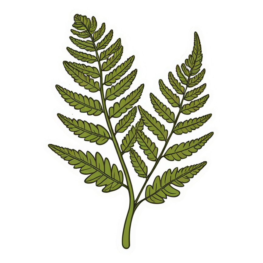 Curling Fern (lineart) — plant stickers