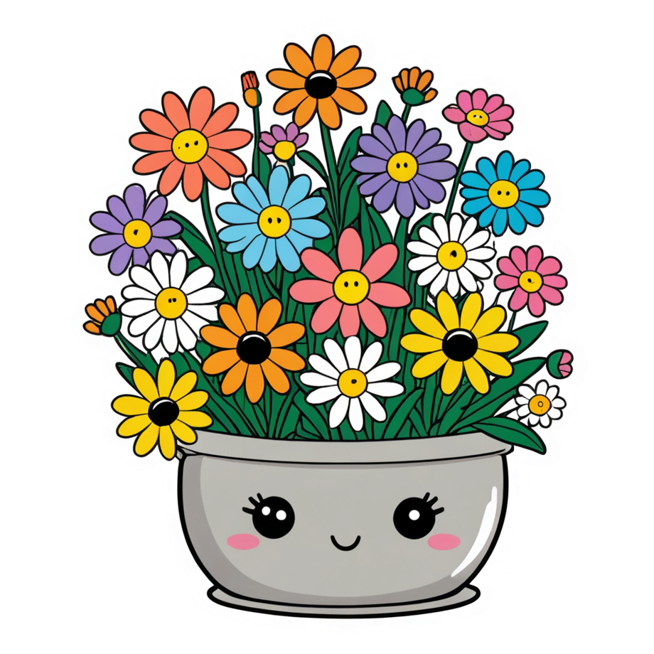 Flower Pot (kawaii) — plant stickers