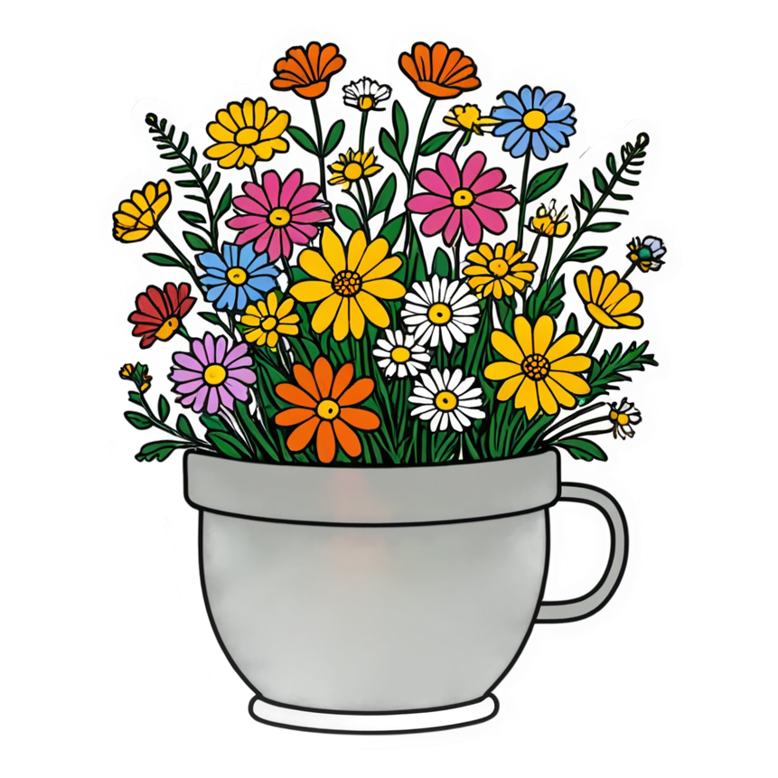 Flower Pot (lineart) — plant stickers