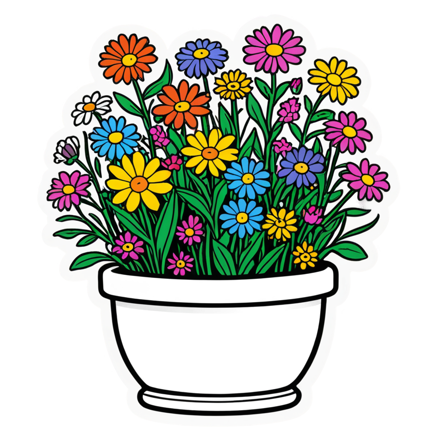 Flower Pot (neon) — plant stickers