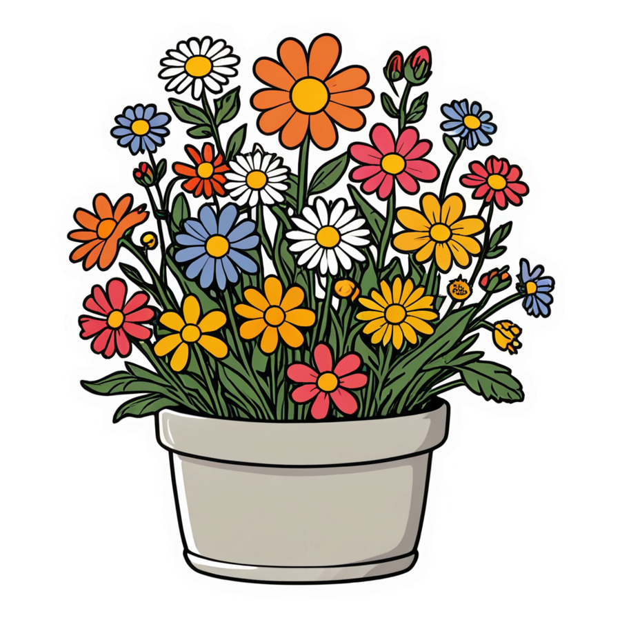 Flower Pot (retro) — plant stickers