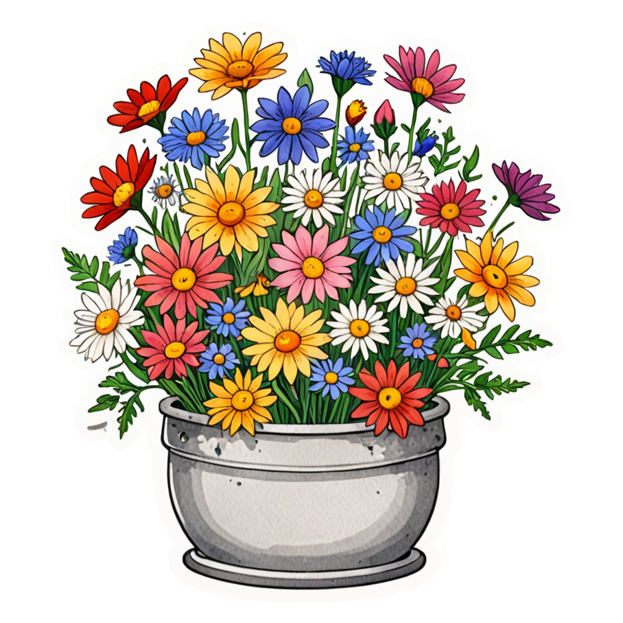Flower Pot (watercolor) — plant stickers
