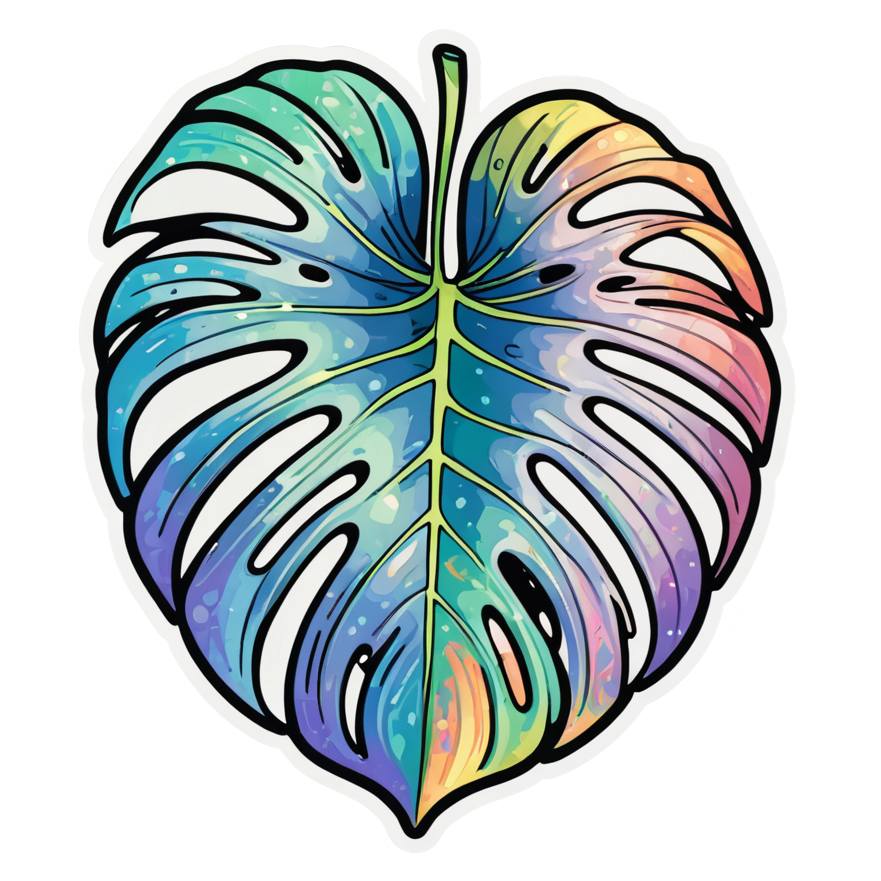 Monstera Leaf (holographic) — plant stickers