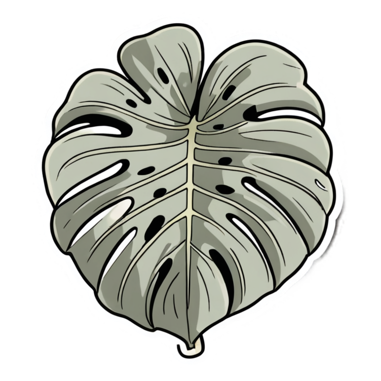 Monstera Leaf (kawaii) — plant stickers