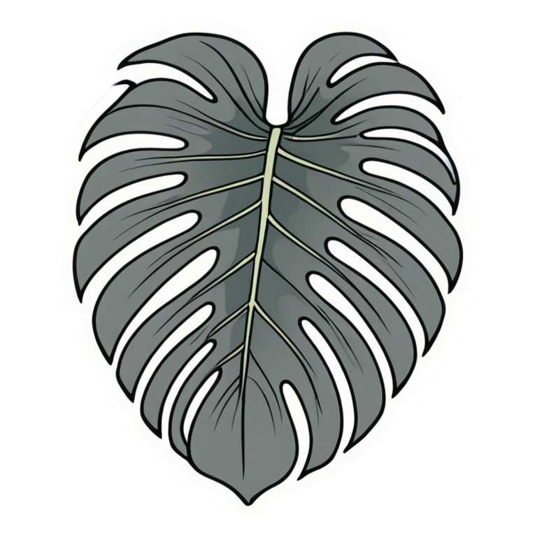 Monstera Leaf (lineart) — plant stickers