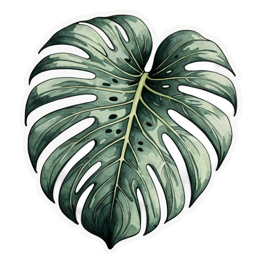 Monstera Leaf (watercolor) — plant stickers