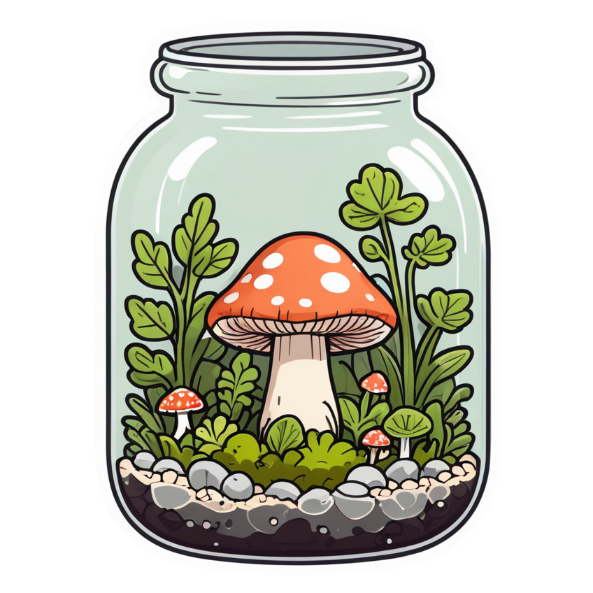 Terrarium (kawaii) — plant stickers