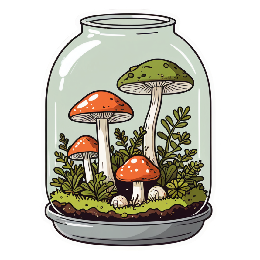 Terrarium (retro) — plant stickers