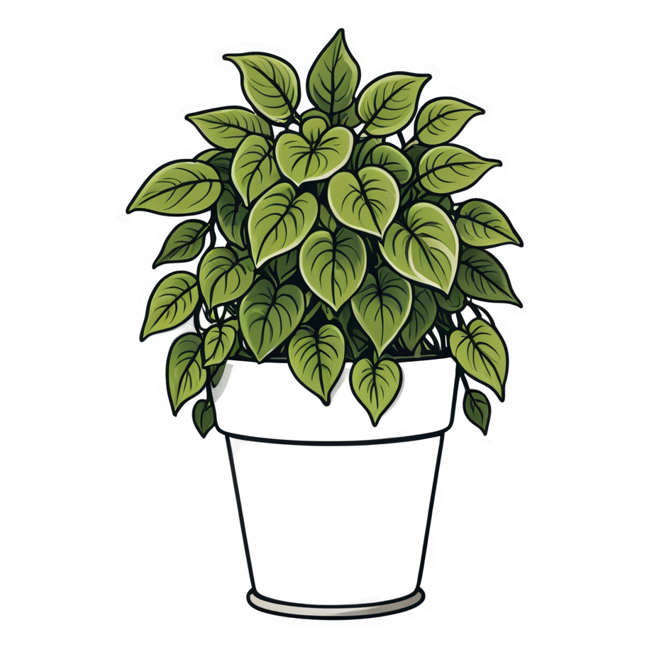 Hanging Pothos (lineart) — plant stickers