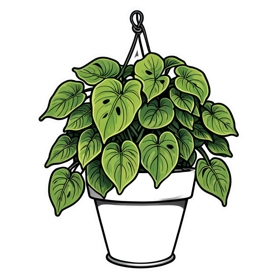 Hanging Pothos (neon) — plant stickers