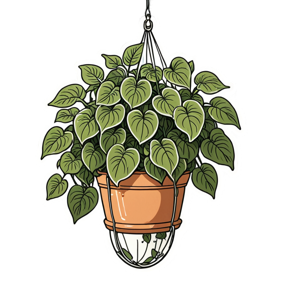 Hanging Pothos (retro) — plant stickers
