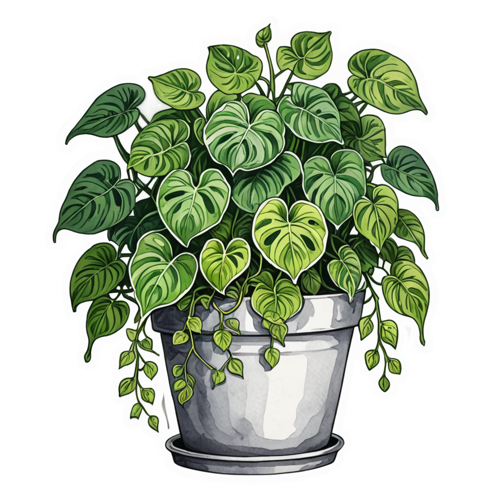 Hanging Pothos (watercolor) — plant stickers