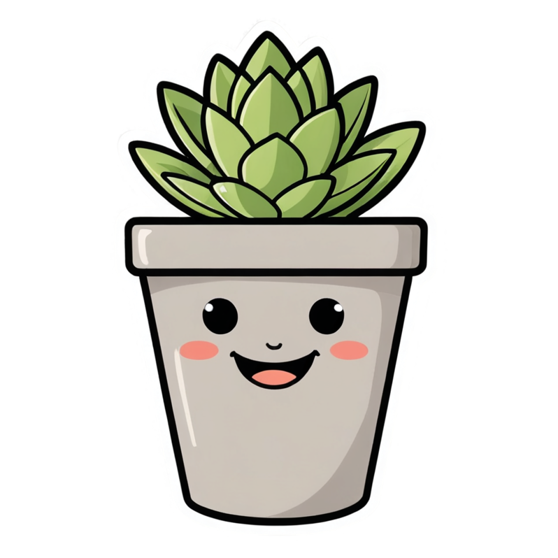 Potted Succulent (lineart) — plant stickers