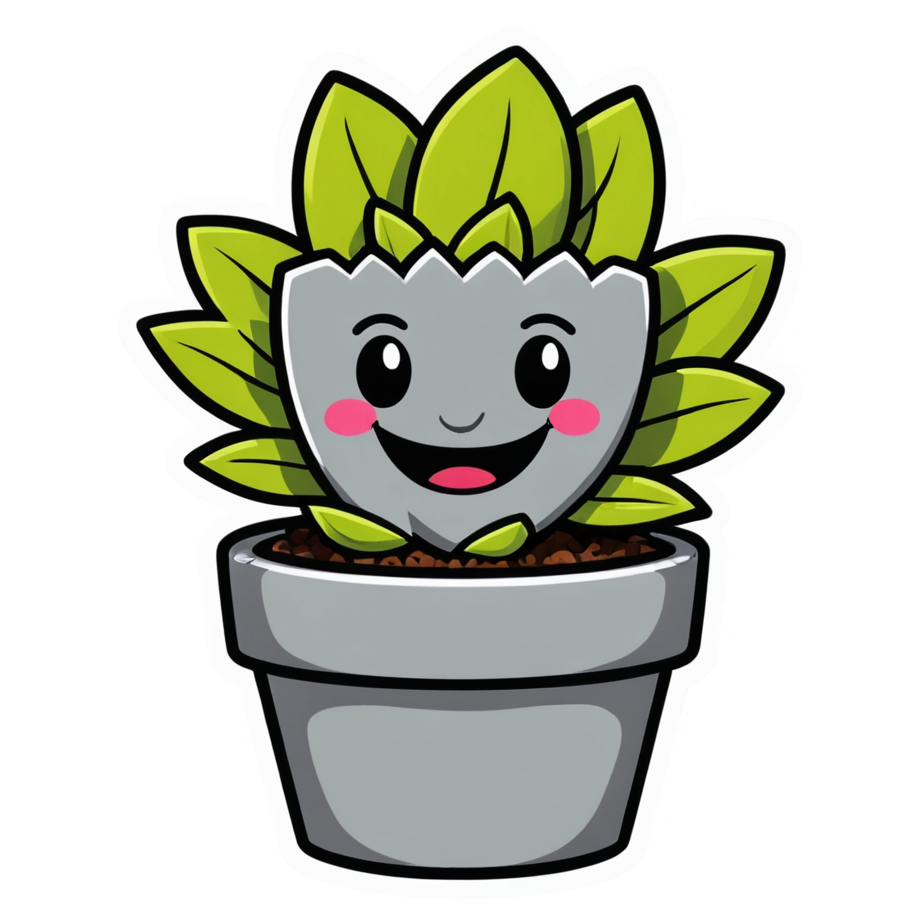 Potted Succulent (neon) — plant stickers