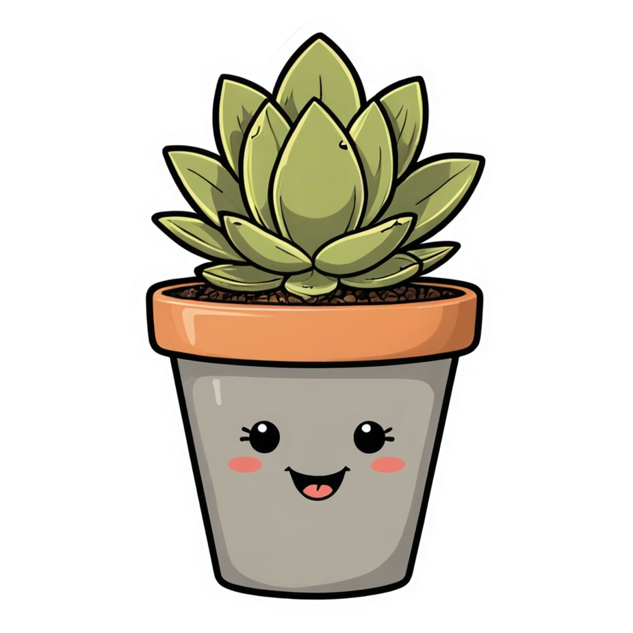 Potted Succulent (retro) — plant stickers