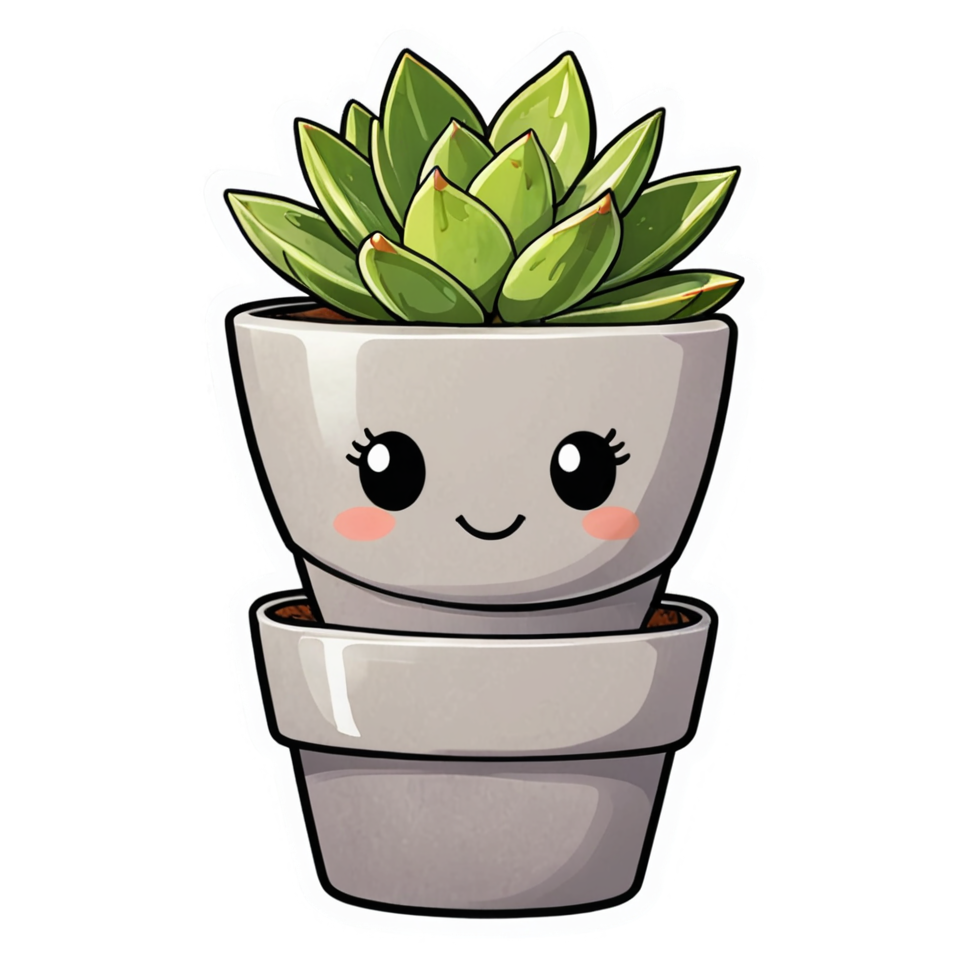 Potted Succulent (watercolor) — plant stickers