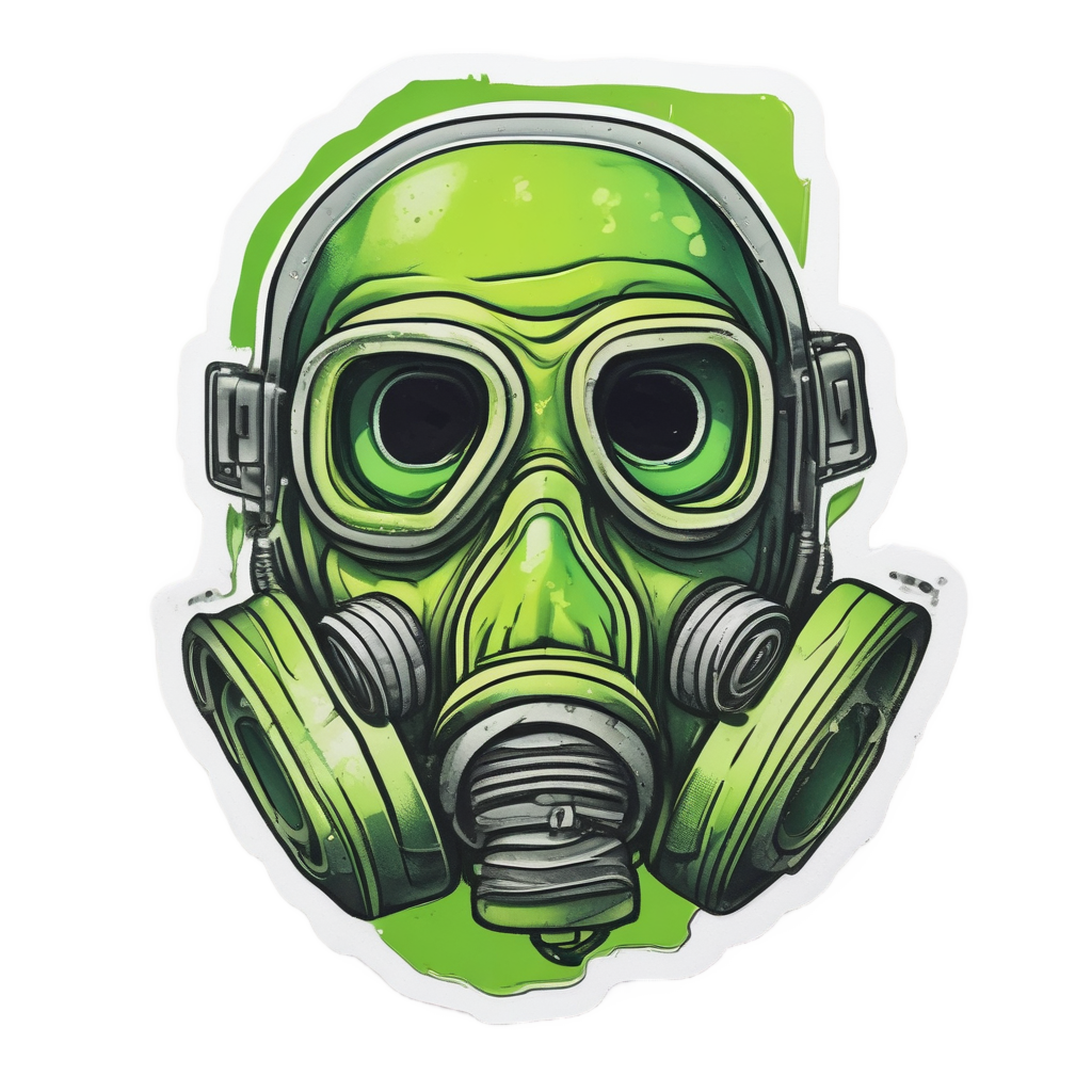 Playful Mask Green Smile — gas mask stickers