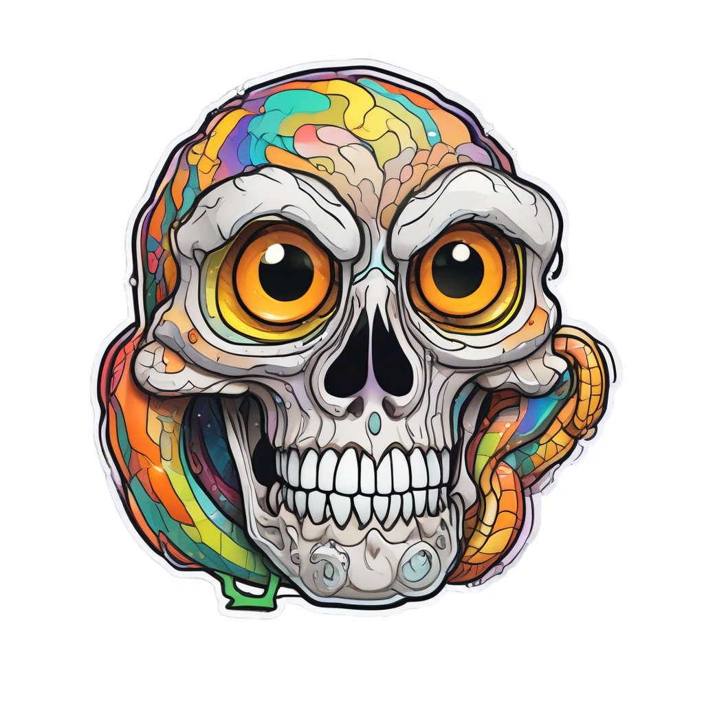 Playful Serpent Skull — line-art skull stickers