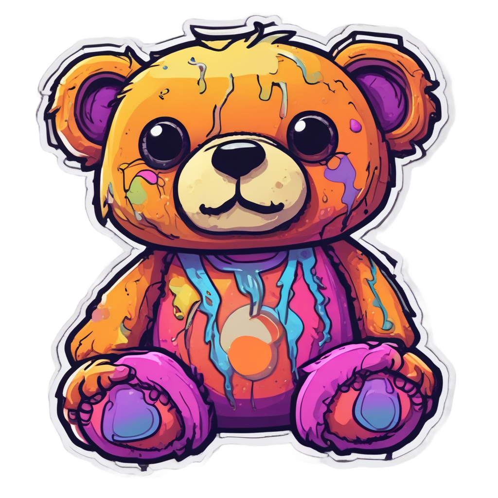 Plush Bear Doll Neon — horror stickers