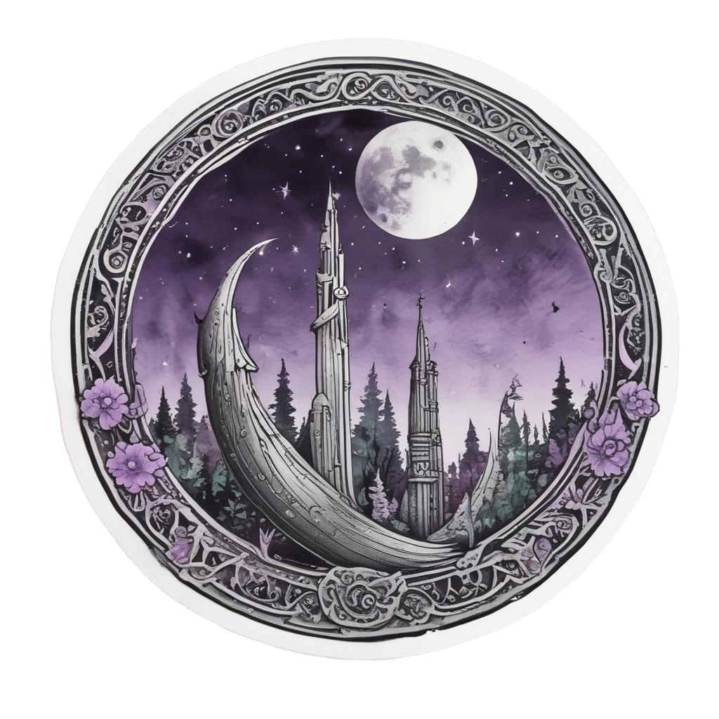 Pointing at the Moon — blackwork flash stickers