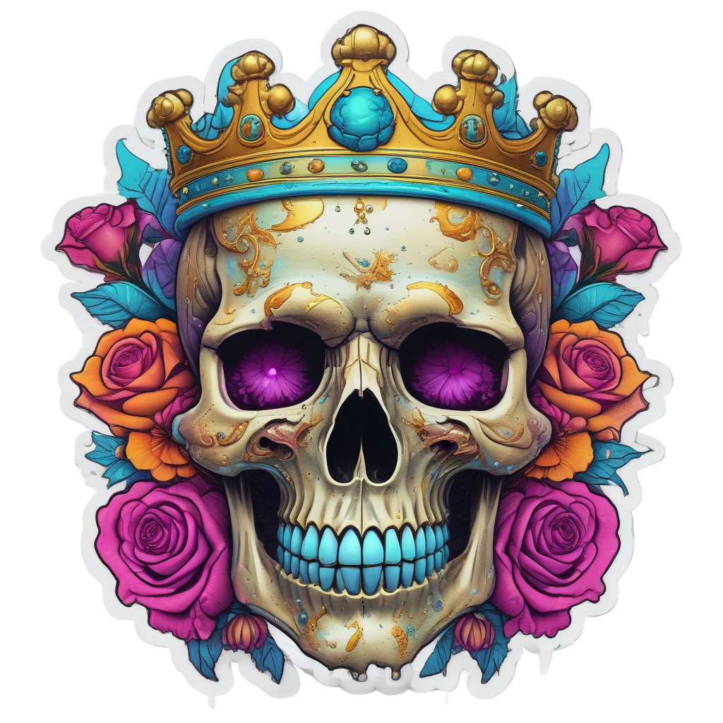 Poison Bloom Crown — floral skull stickers