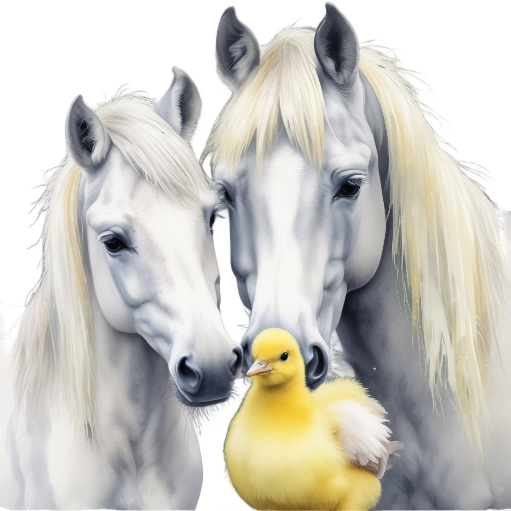 Pony and Baby Chick — farm animals stickers