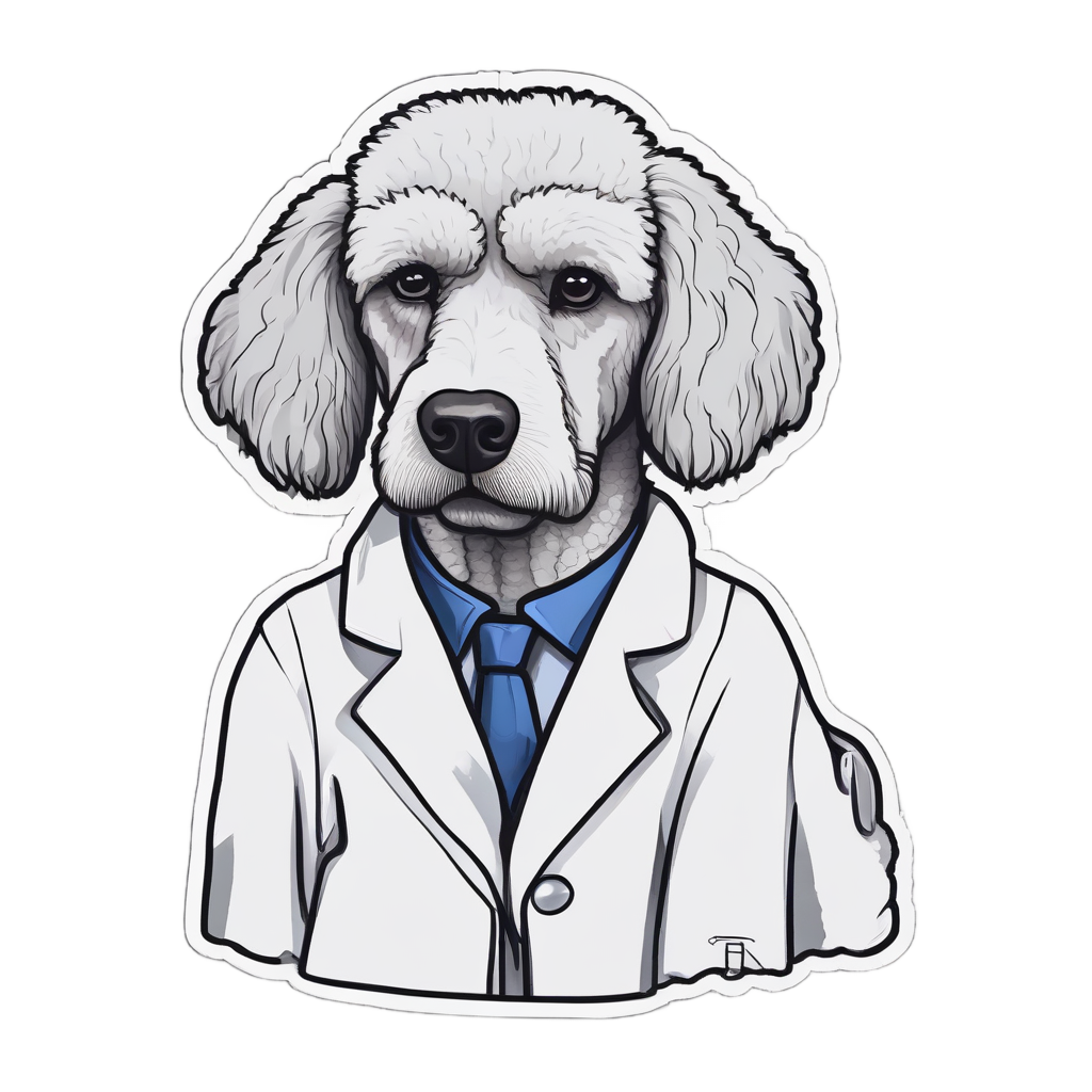 Poodle Doctor with Stethoscope — dogs stickers