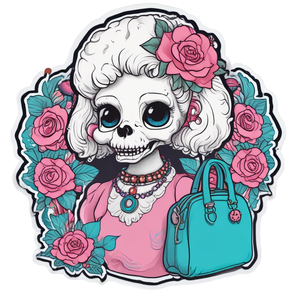 Poodle Pampered Skull — cute skull stickers