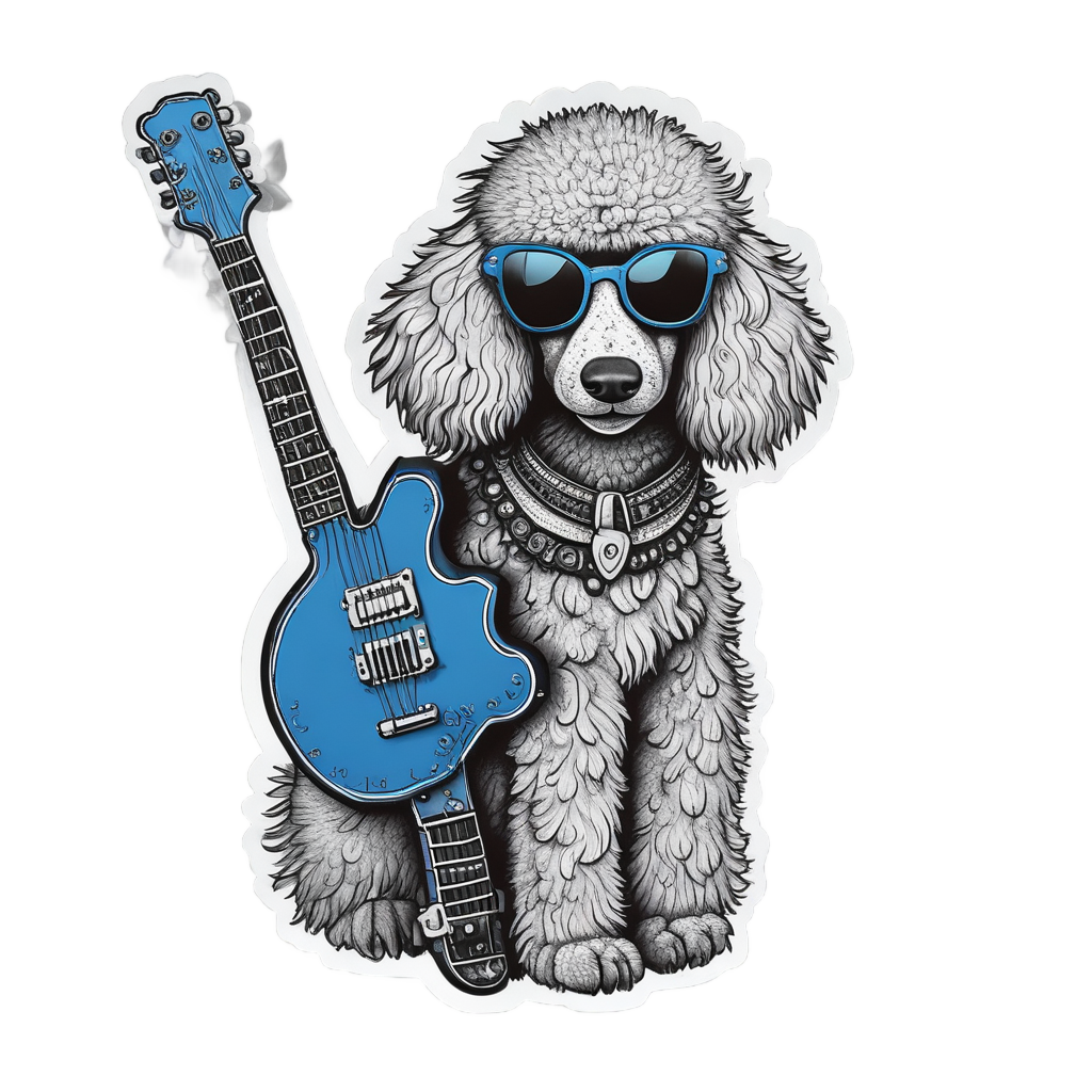 Poodle Rock Star Guitar — dogs stickers