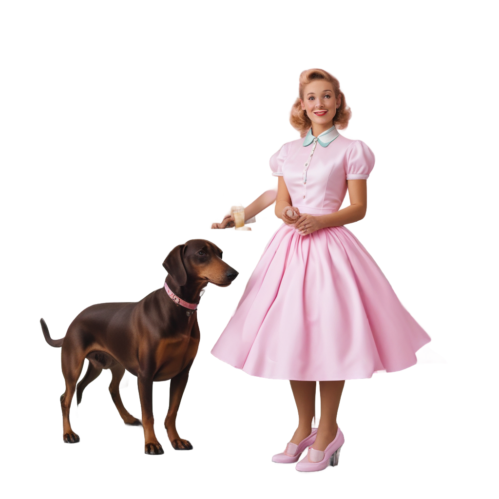 Poodle Skirt Dachshund at Soda Fountain — dogs stickers