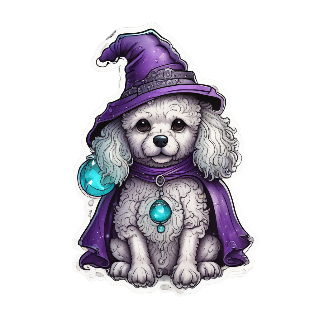 Poodle Wizard Staff — dogs stickers