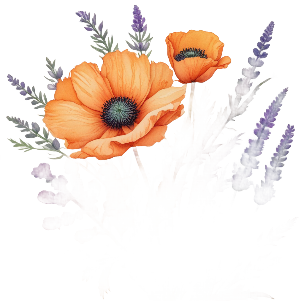 Poppy and Lavender Friends — wildflowers stickers