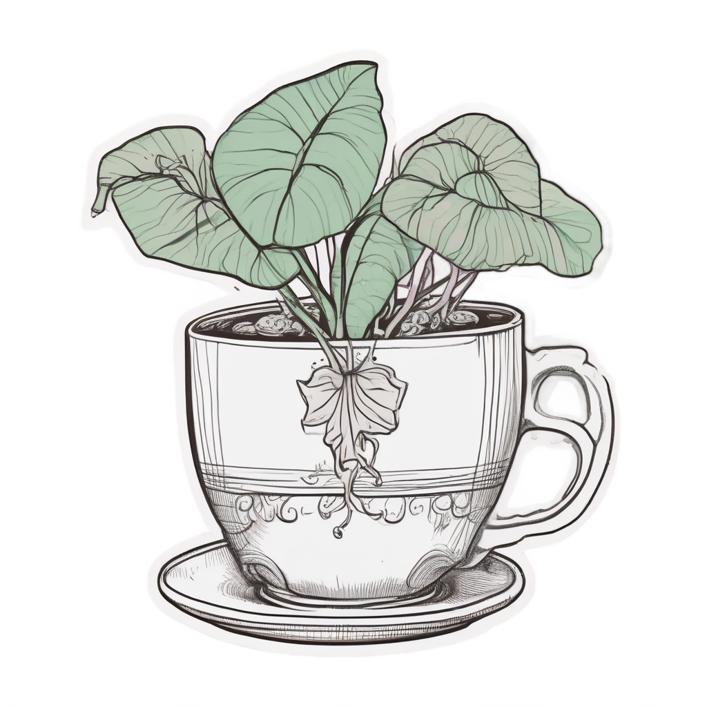 Pothos in Teacup — houseplants stickers