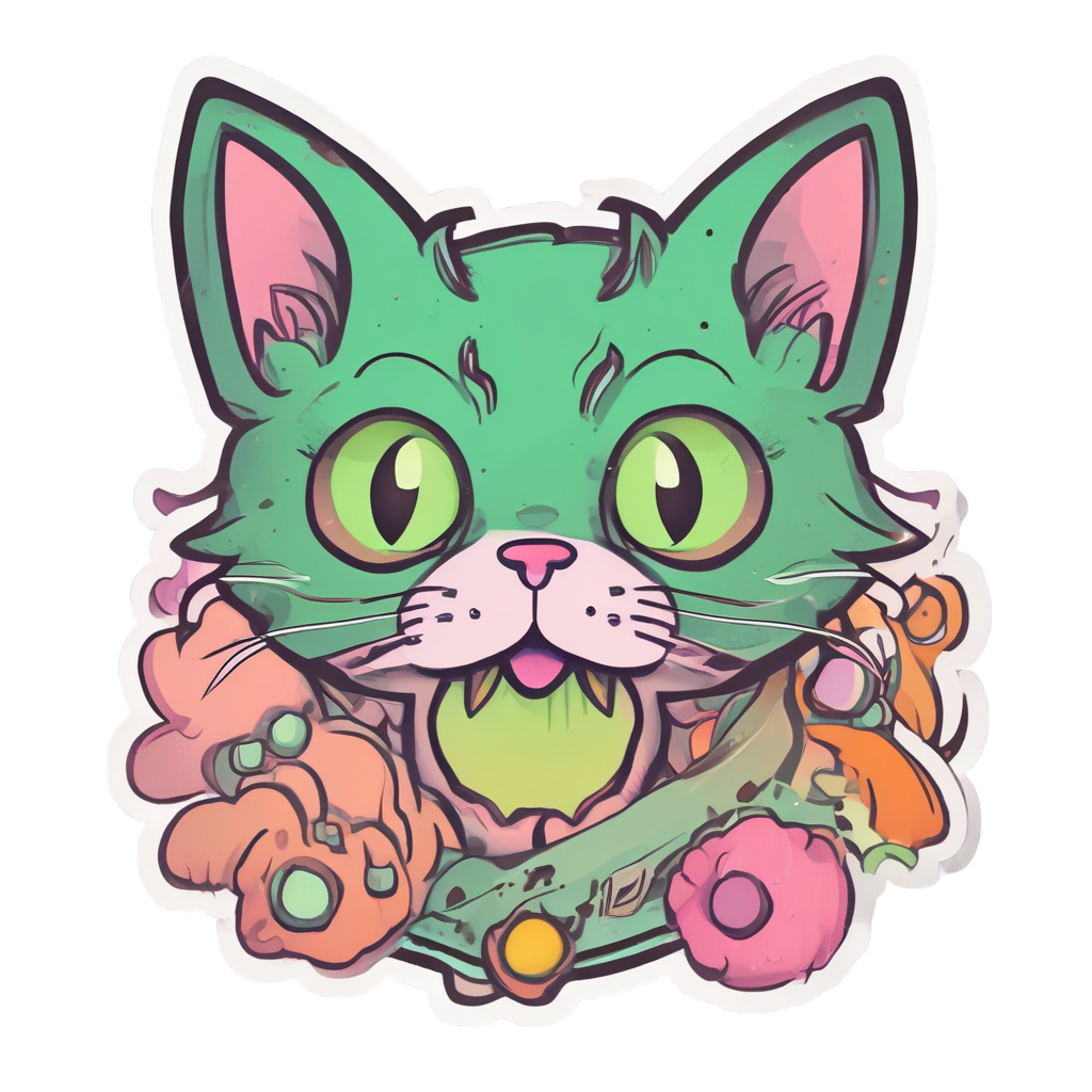 Pouty Rusted Atom Kitten — radioactive stickers