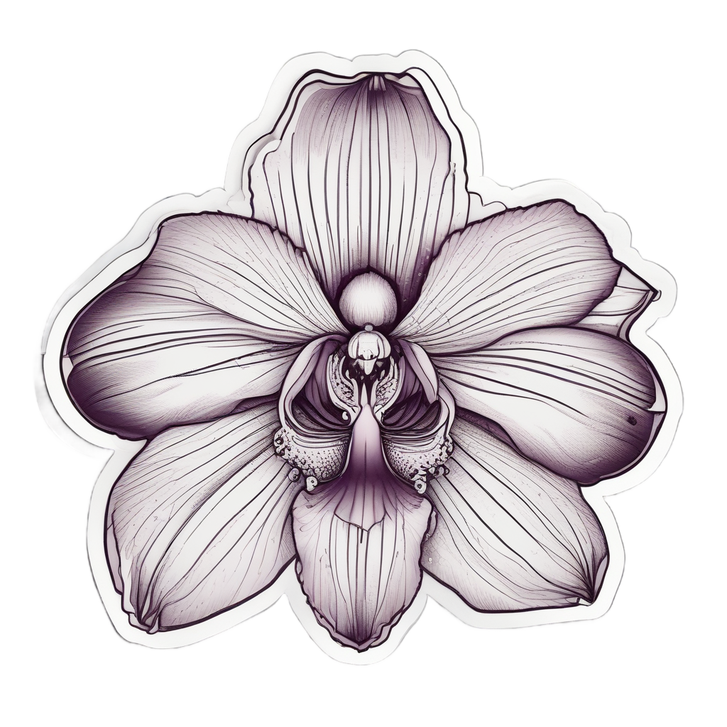 Pressed Orchid Curve — dark academia stickers