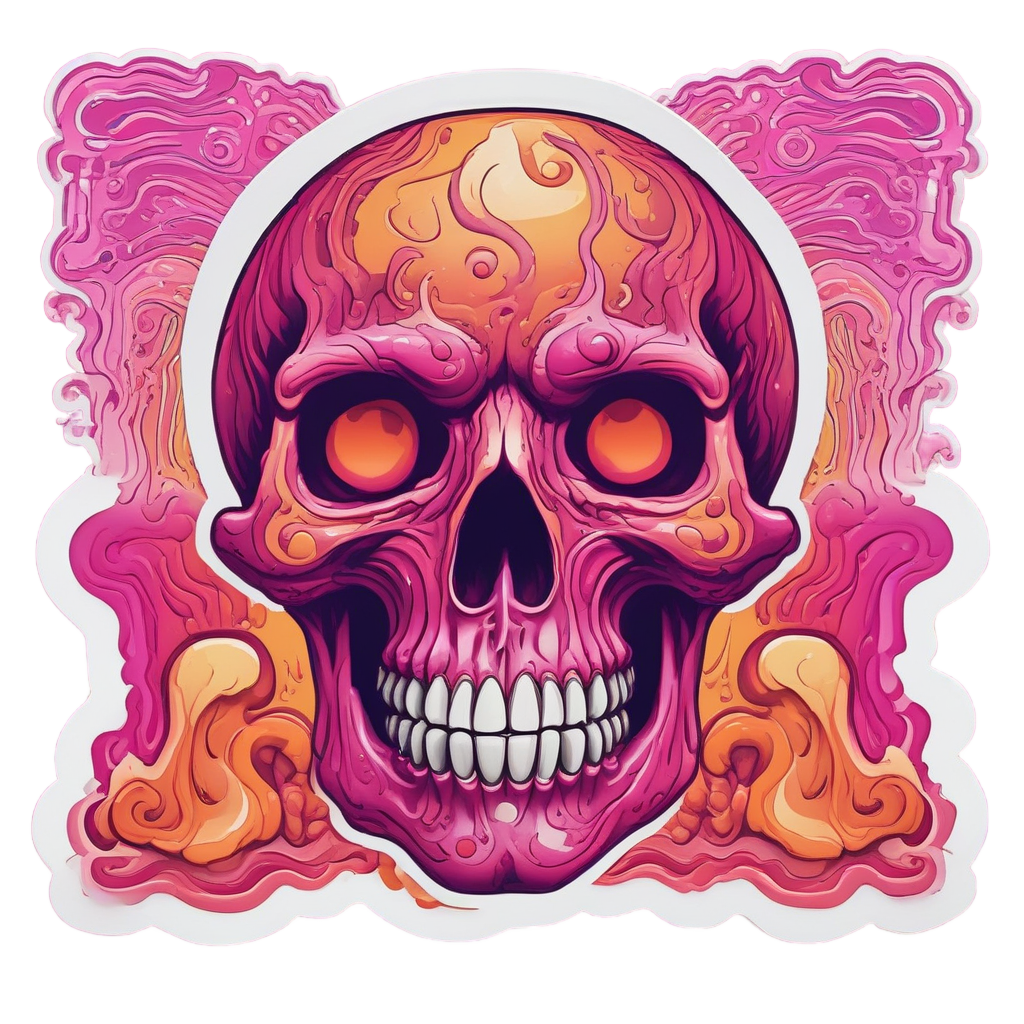 Psychedelic Skull Melt — war-paint skull stickers