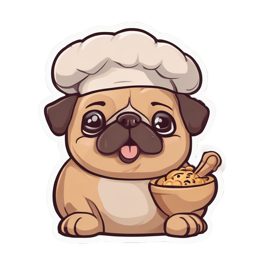 Pug Baking Cookies — dogs stickers