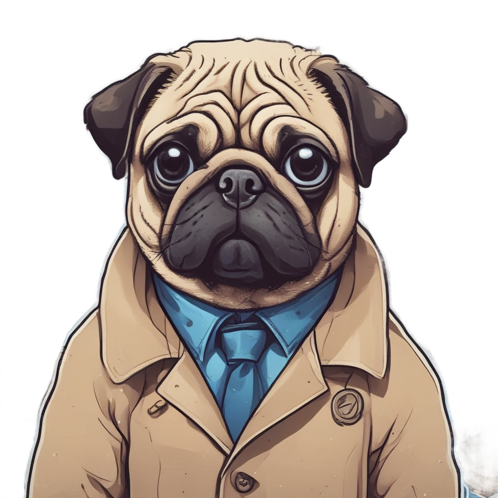 Pug Detective Solving Case — dogs stickers