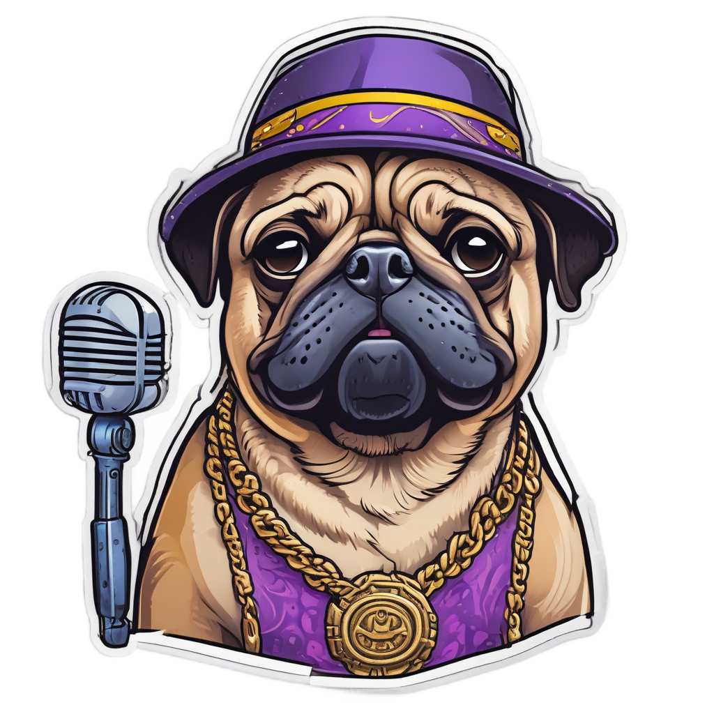 Pug Rapper Mic Drop — dogs stickers