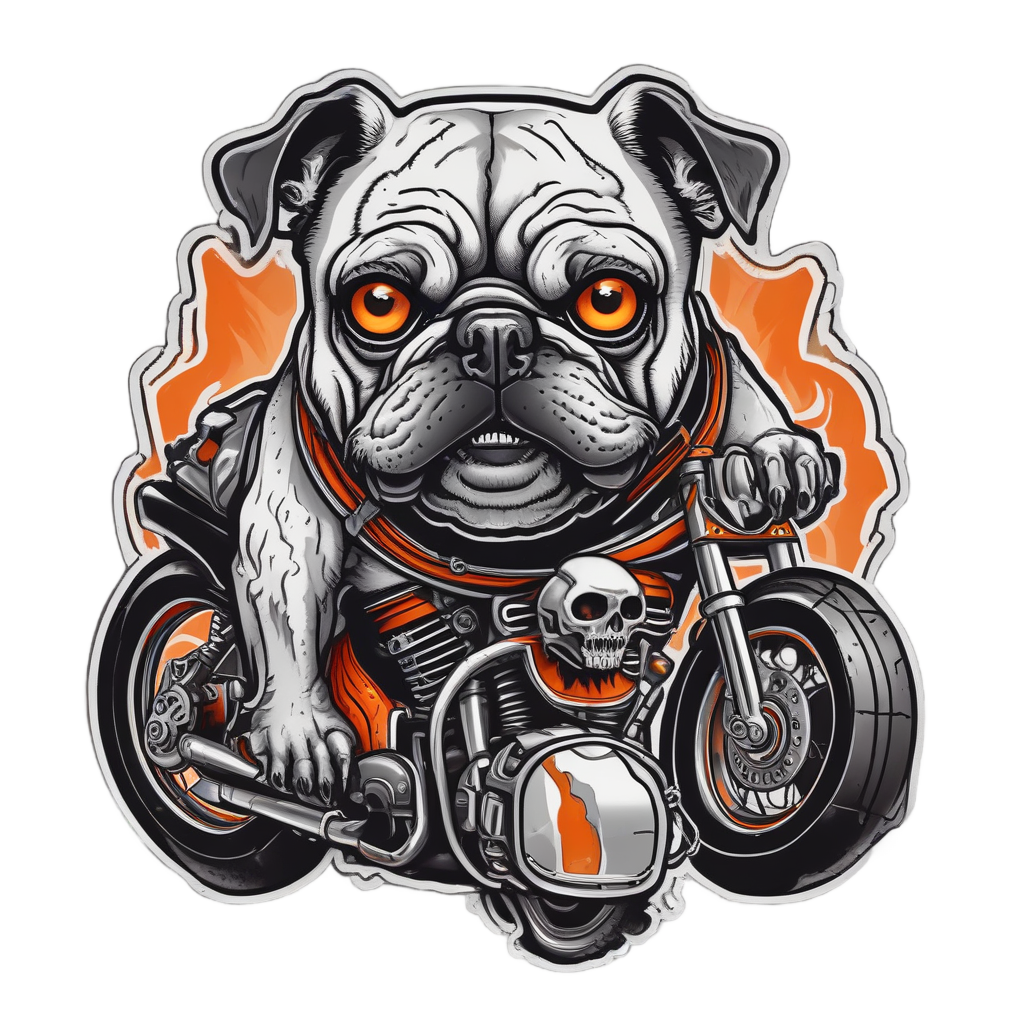 Pug Skull Racer — dogs stickers