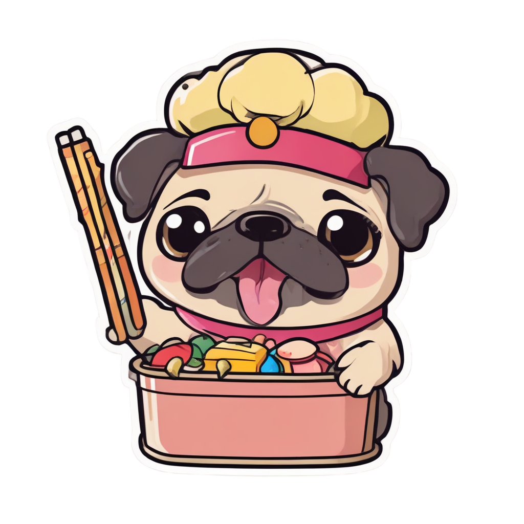 Pug with a Bento Box — dogs stickers