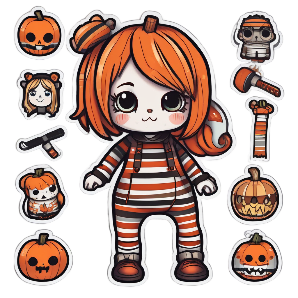 Pumpkin Head Mischief — horror stickers