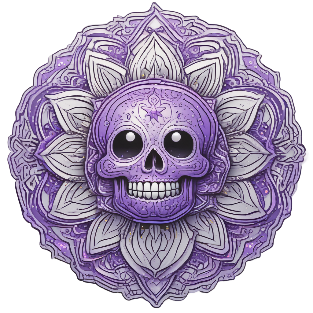 Purple Hologram Calavera Star — sugar skull stickers